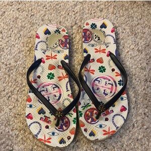 Tory Burch Multicolor Patterned Flip Flops well Loved